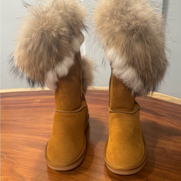 NWOT Brown Fur-Trimmed Women's Boots size 9-9.5. Fits like 8.5. never been worn - Picture 2 of 8